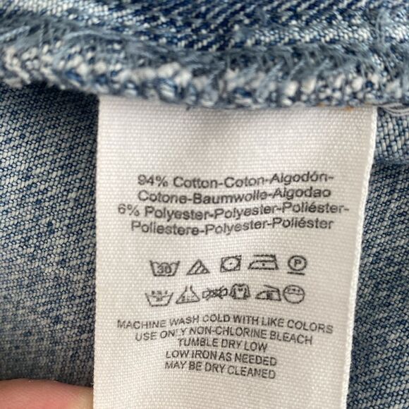 Free People Denim Jacket sz S Boho Western Layering Beach Coastal Preppy - Picture 9 of 15